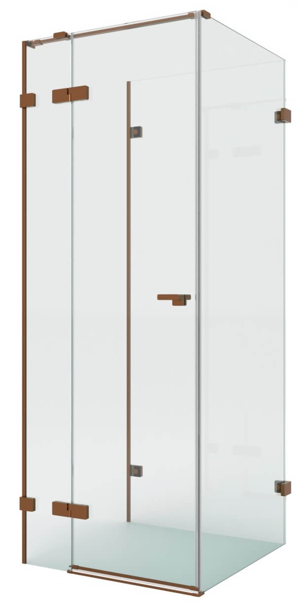 New Trendy Eventa Copper Brushed zuhanykabin 90x80 cm négyszögletes réz csiszolt/átlátszó üveg EXK-8141