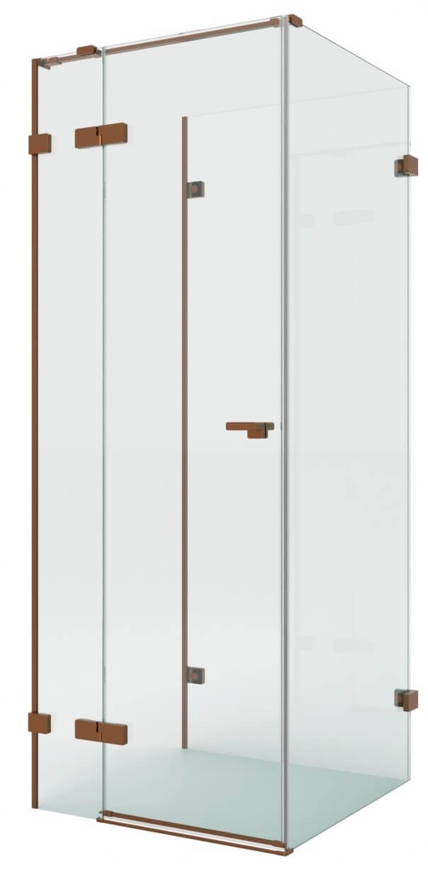 New Trendy Eventa Copper Brushed zuhanykabin 100x80 cm négyszögletes réz csiszolt/átlátszó üveg EXK-8147