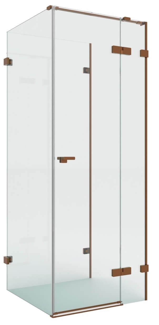 New Trendy Eventa Copper Brushed zuhanykabin 100x80 cm négyszögletes réz csiszolt/átlátszó üveg EXK-8148