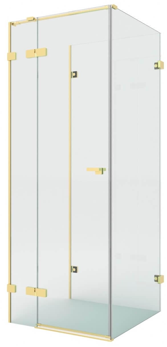 New Trendy Eventa Copper Brushed zuhanykabin 90x80 cm négyszögletes arany csiszolt/átlátszó üveg EXK-8374