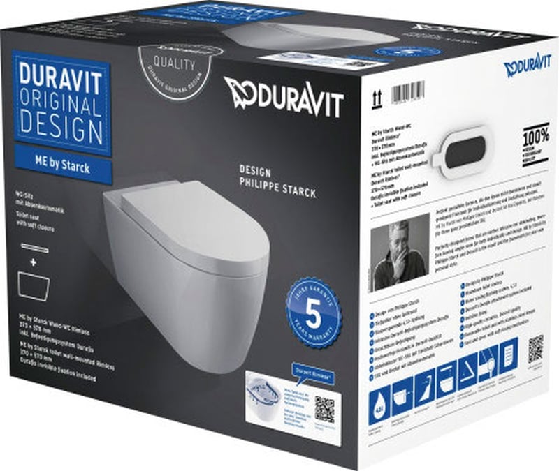 Duravit ME by Starck wc csésze lassú záródású ülőkével függesztett perem nélkül fehér 452909AAA1