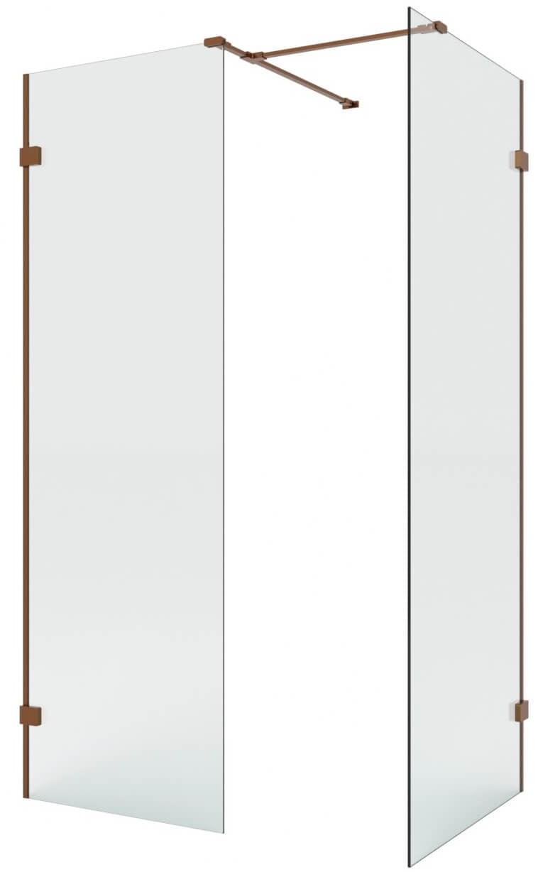 New Trendy Eventa Copper Brushed walk-in zuhanykabin 160x100 cm négyszögletes réz csiszolt/átlátszó üveg EXK-8210