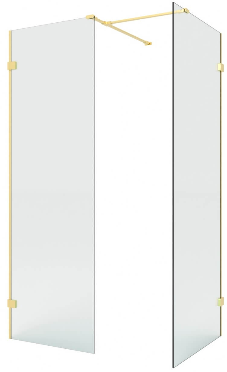 New Trendy Eventa Gold Brushed walk-in zuhanykabin 130x90 cm négyszögletes arany csiszolt/átlátszó üveg EXK-8435