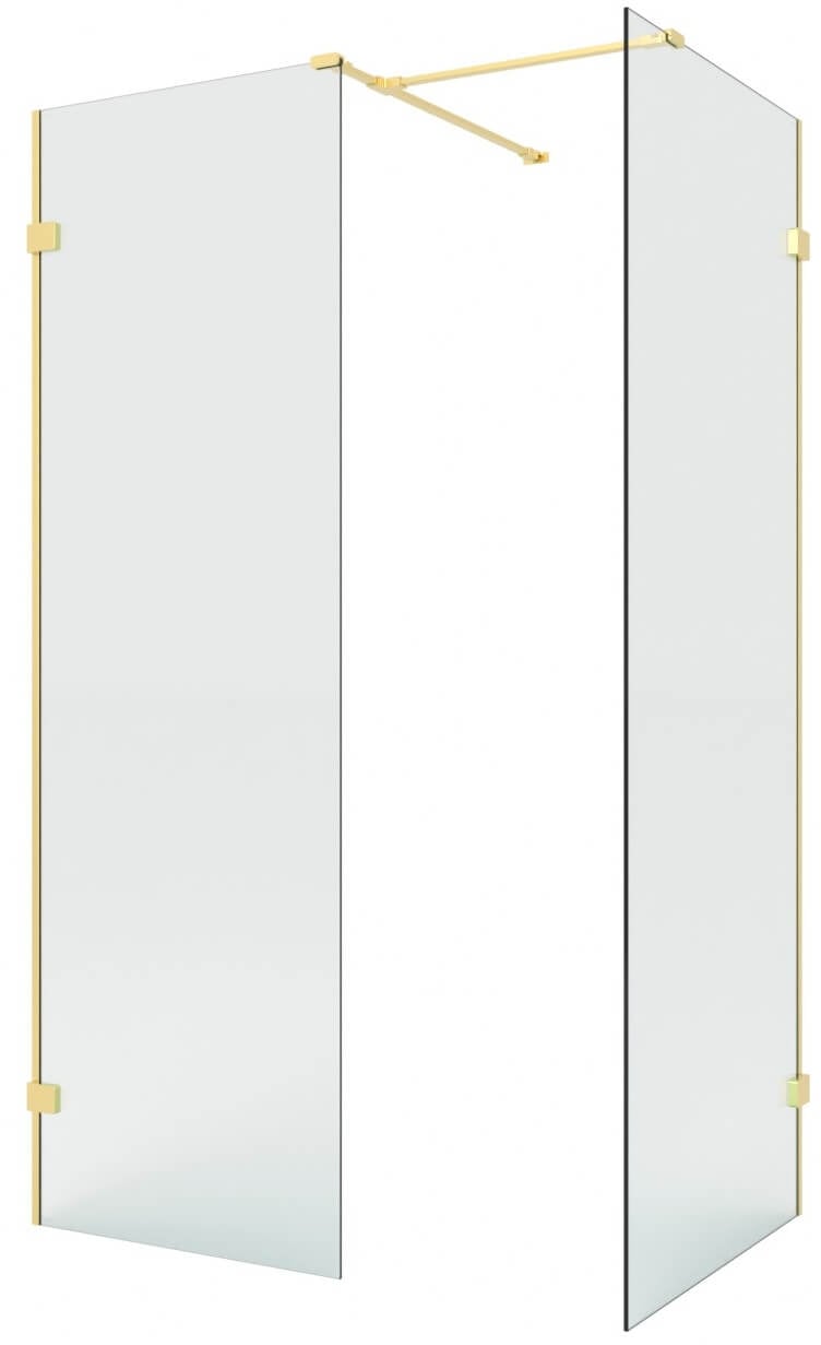 New Trendy Eventa Gold Brushed walk-in zuhanykabin 150x100 cm négyszögletes arany csiszolt/átlátszó üveg EXK-8442