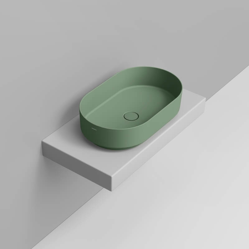 Ceramica Dolomite Noemi mosdótál 60x36 cm ovális mosdótálak zöld matt D310875