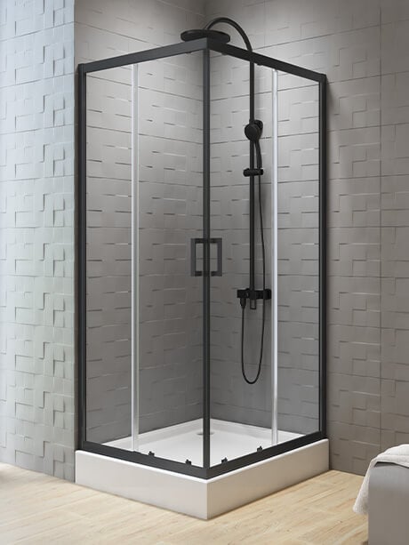 New Trendy New Varia Black zuhanykabin 80x80 cm négyzet fekete matt/átlátszó üveg K-5160