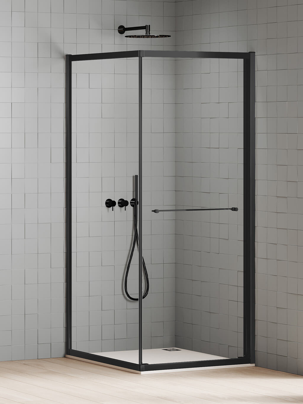 New Trendy New Varia Black zuhanykabin 80x80 cm négyzet fekete matt/átlátszó üveg K-5183