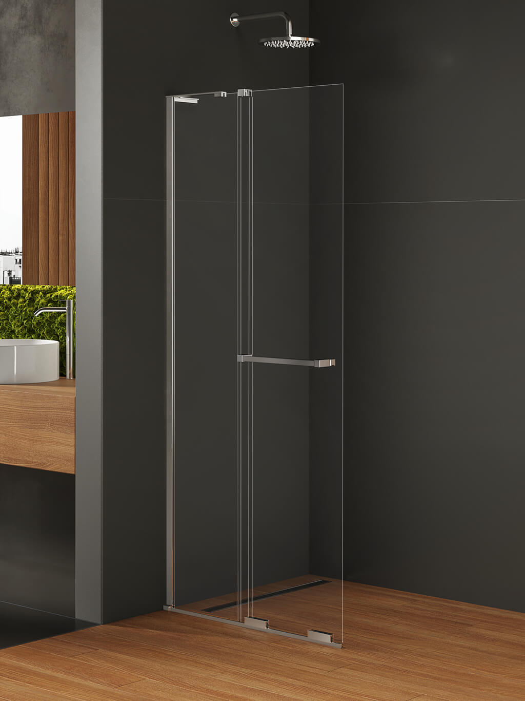 New Trendy Smart zuhanykabin fal walk-in 90 cm króm fényes/átlátszó üveg EXK-6622-WL