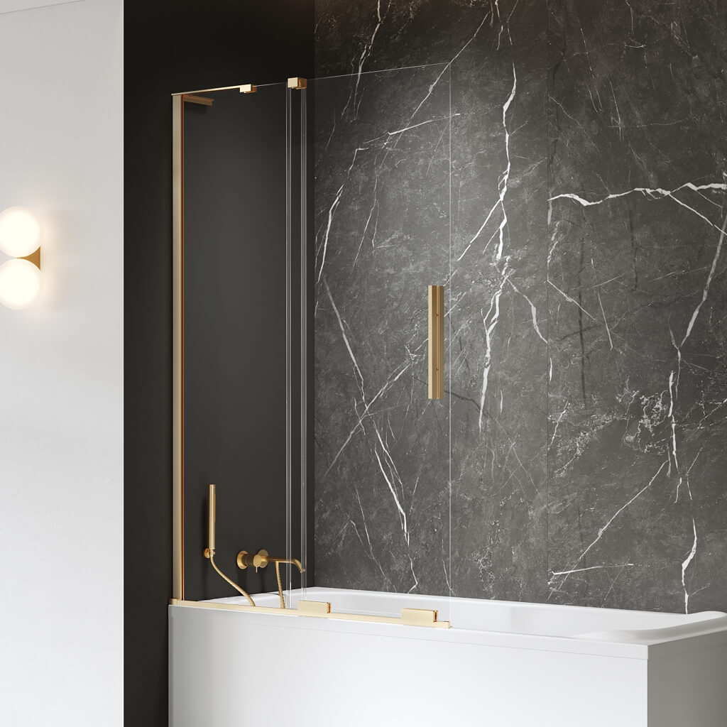 New Trendy Smart Gold Brushed zuhanyparaván 100 cm kétrészes arany csiszolt/átlátszó üveg EXK-7787-WL