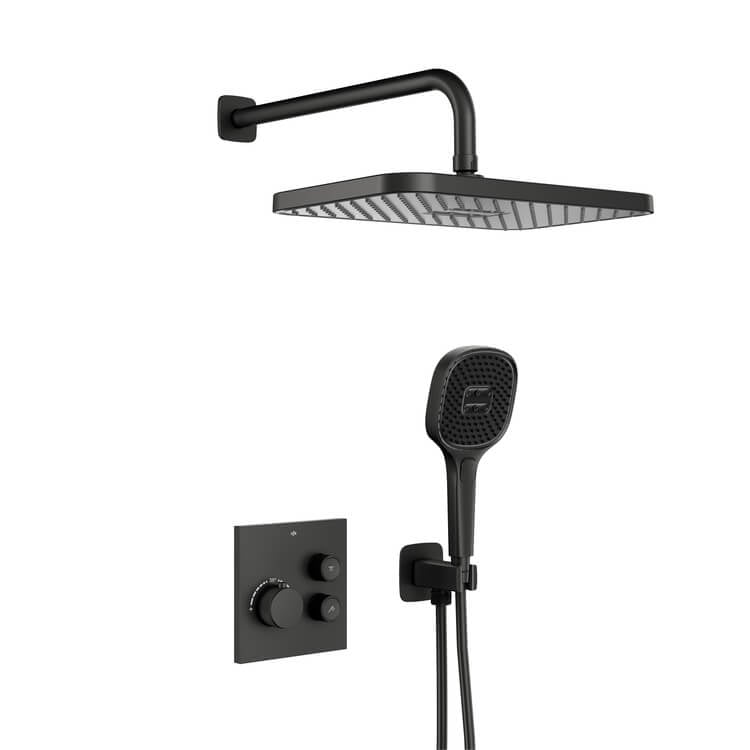 KFA Armatura Malaga Black zuhany készlet beépített termosztáttal trópusi zuhany opcióval fekete 5759-530-81