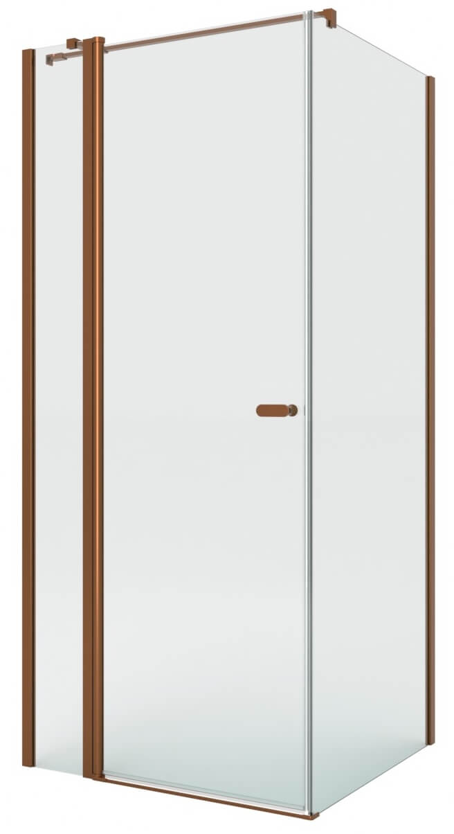 New Trendy New Soleo Copper Brushed zuhanykabin 90x80 cm négyszögletes réz csiszolt/átlátszó üveg K-1984-WP
