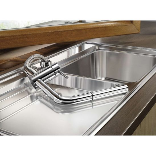 Készlet kerámia mosogató Blanco Subline 500-U 523733, konyhai csaptelep Blanco Linus-S-F 514023
