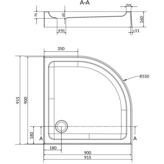 Készlet zuhanykabin Cersanit Arteco S157-002, félkör alakú zuhanytálca Cersanit Tako S204-004