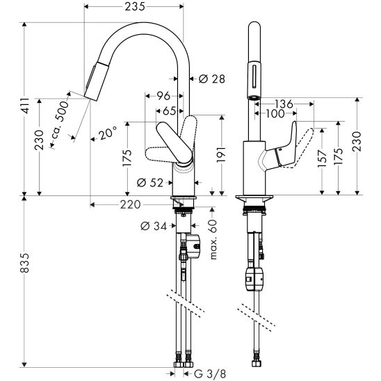 Készlet acél mosogató Hansgrohe S 71 43427800, konyhai csaptelep Hansgrohe Focus M41 31815800