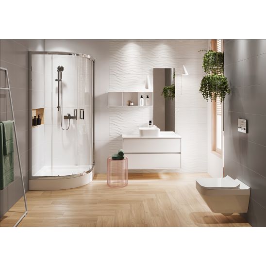 Set zuhanykabin Cersanit Arteco S157-001, félkör alakú zuhanytálca Cersanit Tako S204-003