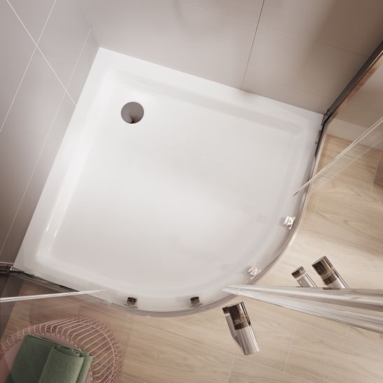 Set zuhanykabin Cersanit Arteco S157-001, félkör alakú zuhanytálca Cersanit Tako S204-003