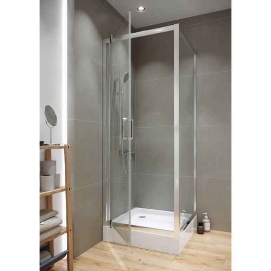 Set zuhanykabin Cersanit Arteco S157-010, négyzet alakú zuhanytálca Cersanit Tako S204-012