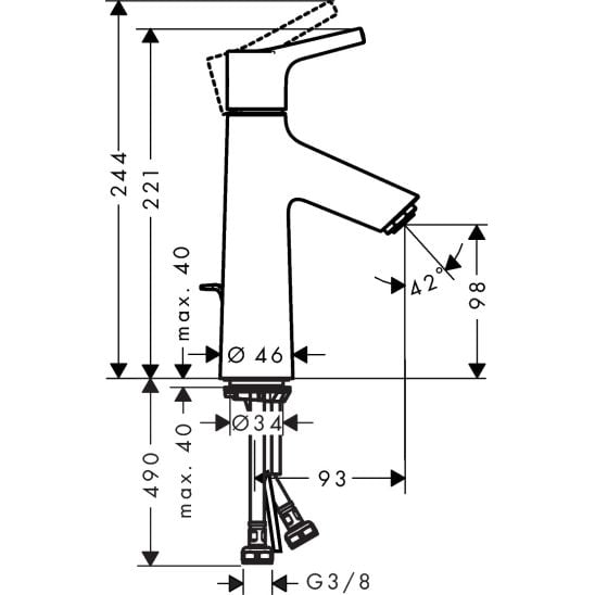 Készlet kád és zuhany csaptelep Hansgrohe Talis S 72400000, mosdócsaptelep Hansgrohe Talis S 72020000, 26421400