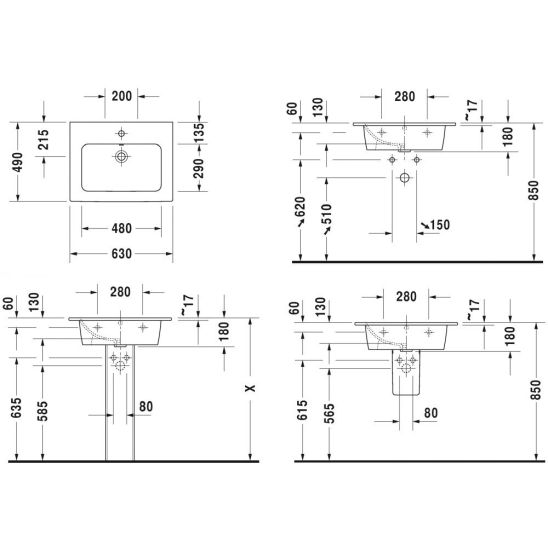 Készlet szekrény Duravit L-Cube LC624002222, mosdótál Duravit ME by Starck 2336630000