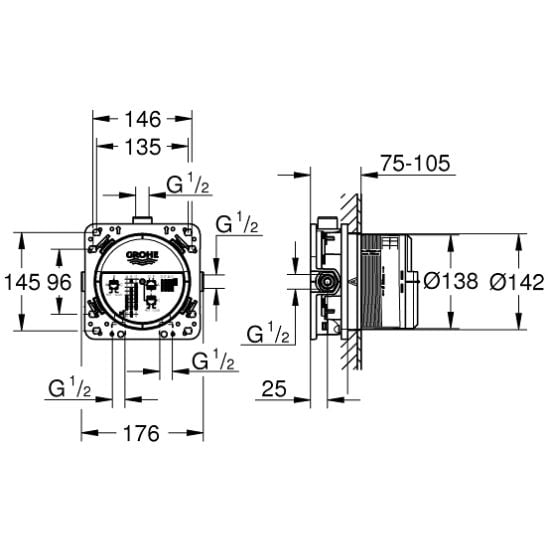 Készlet fejzuhany karral Grohe Rainshower 26066AL0, kád és zuhany csaptelep Grohe Grohtherm SmartControl 29119AL0, 26574AL0, 27057AL0, 35600000, 27074AL0, 28362A00