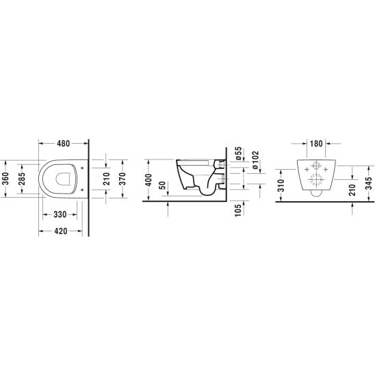 Készlet WC csésze Duravit ME by Starck 2530092000, WC ülőke Duravit ME by Starck 0020190000