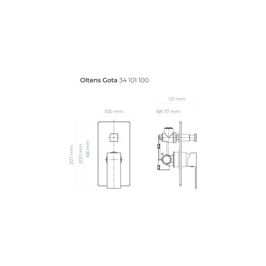 Készlet kád és zuhany csaptelep Oltens Gota 34101100, fejzuhany Oltens Sondera 37003100, 39401100, 39303100, 37103100, 37200100