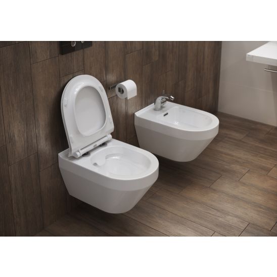 Készlet WC csésze Cersanit Crea K114-015, WC ülőke Cersanit Crea K98-0177