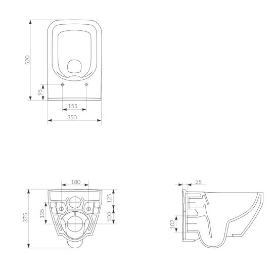 Készlet WC csésze Cersanit Crea K114-016, WC ülőke Cersanit Crea K98-0178