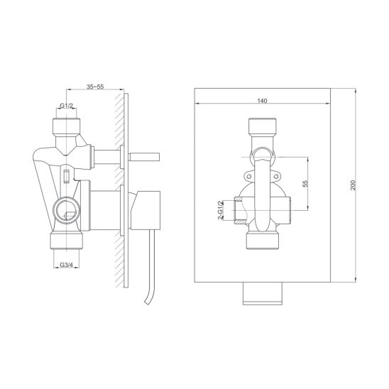 Készlet fejzuhany Kohlman Q35, kád és zuhany csaptelep Kohlman Axis QW210N, QW004A, WQ, SP2, PRYSZNICOWY