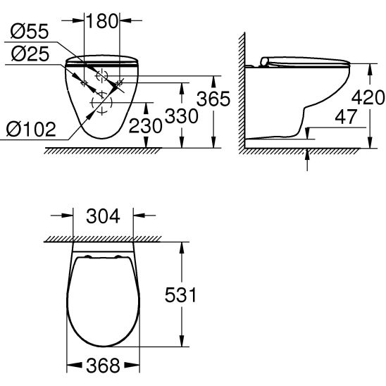 Készlet falsík alatti keret öblítőgombbal Grohe Rapid SL 39449000, WC csésze lassú záródású ülőkével Grohe Bau Ceramic 39351000