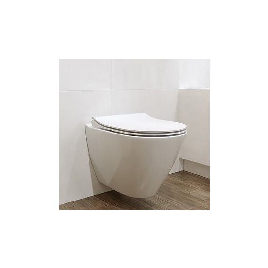 Készlet WC csésze lassú záródású ülőkével Cersanit City K701-104, falsík alatti keret öblítőgombbal Cersanit S701-779