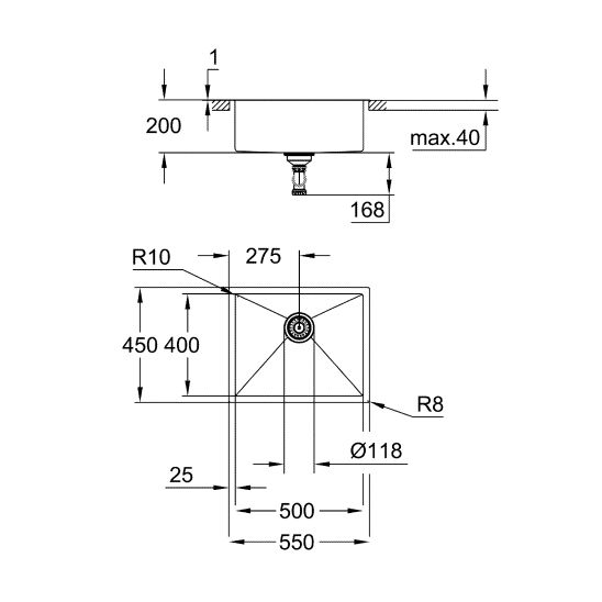 Készlet acél mosogató Grohe K700 31726SD0, konyhai csaptelep Oltens Litla 35204300