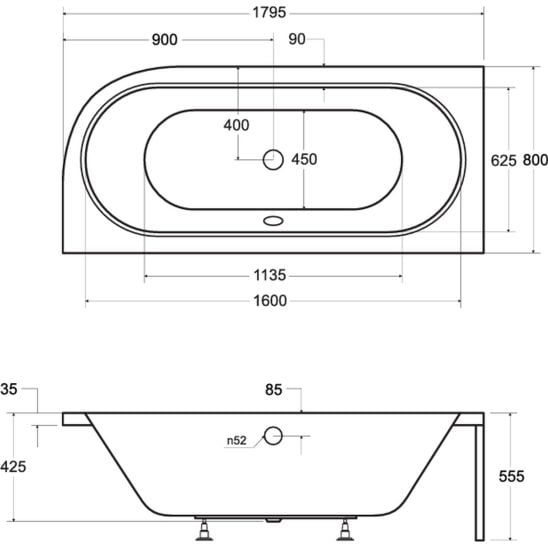 Készlet sarokkád Besco Avita #WAV-180-NP, kád burkolat Besco Avita OAV-180-NSCR