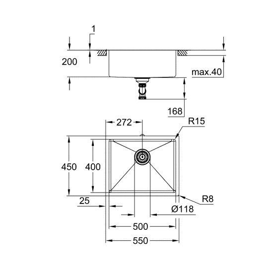 Készlet acél mosogató Grohe K700 31574SD1, konyhai csaptelep Oltens Lista 35202100