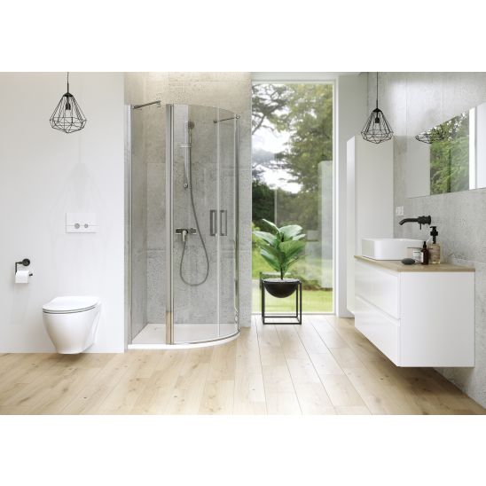 Set zuhanykabin Cersanit Moduo S162-010, félkör alakú zuhanytálca Cersanit Tako S204-004