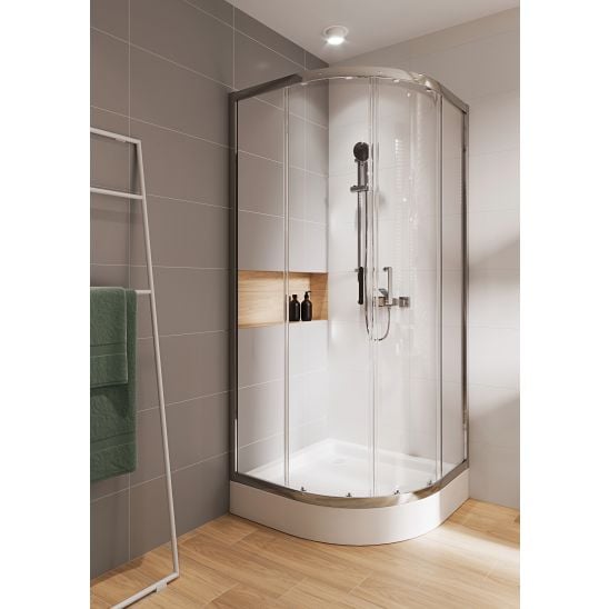 Set zuhanykabin Cersanit Arteco S157-001, félkör alakú zuhanytálca Cersanit Tako S204-003