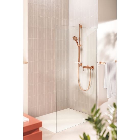 Készlet fejzuhany karral Grohe Rainshower Mono 26558DL0, kád és zuhany csaptelep Grohe Essence 24058DL1, 26574DL0, 26658DL0, 28388DA0