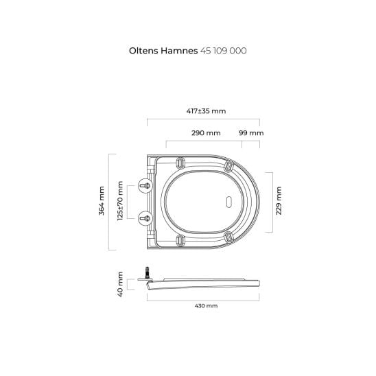 Készlet WC csésze Oltens Hamnes Stille 42521000, beépíthető keret Tece Base 9400407, 45109000, 9.240.400