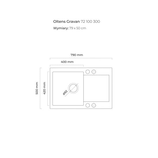 Készlet konyhai csaptelep Oltens Myvat 35205300, gránit mosogató Oltens Gravan 72100300