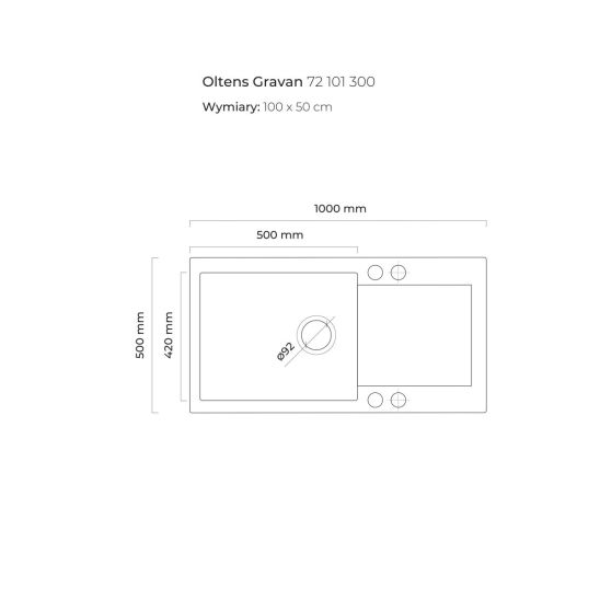 Készlet gránit mosogató Oltens Gravan 72101300, konyhai csaptelep Oltens Litla 35204800