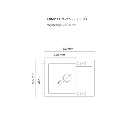 Készlet gránit mosogató Oltens Gravan 72102300, konyhai csaptelep Oltens Litla 35204300
