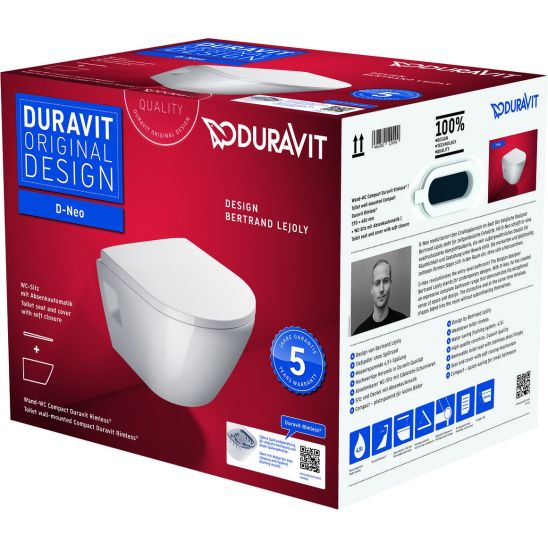 Készlet beépíthető keret Duravit DuraSystem WD1011000000, WC csésze lassú záródású ülőkével Duravit D-Neo 45870900A1, WD5001031000