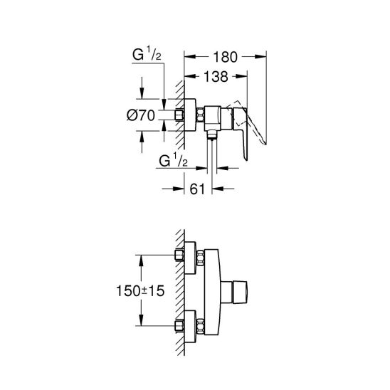 Készlet zuhanycsaptelep Grohe Start 24208002, zuhany készlet Grohe Vitalio Start 27942001