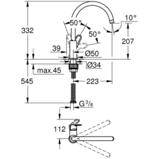 Készlet acél mosogató Grohe K700 31574SD1, konyhai csaptelep Grohe Start 31555001