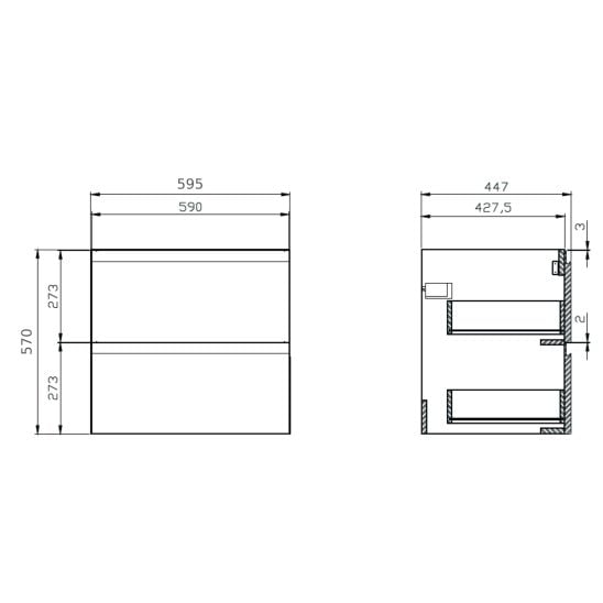 Készlet szekrény Cersanit Moduo S590-010-ECO, mosdótál Cersanit Moduo K116-011-ECO