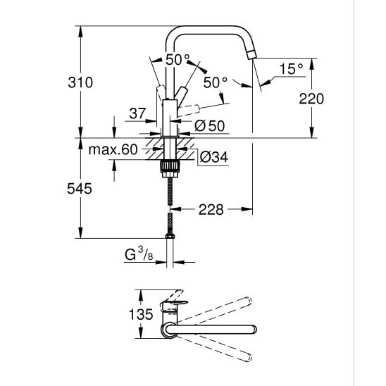 Készlet acél mosogató Grohe K700 31574SD1, konyhai csaptelep Grohe Start 304702430