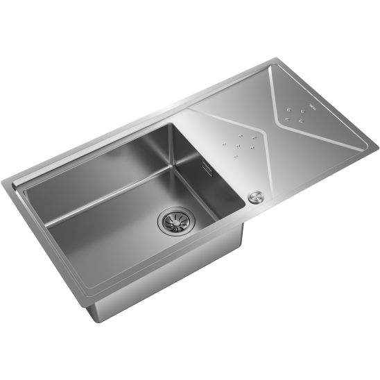 Készlet acél mosogató szifonnal Teka Brooklyn 115100023, konyhai csaptelep Teka Brooklyn 116030056