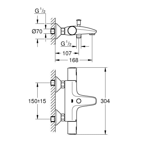 Készlet kád és zuhany csaptelep Grohe Precision 345982430, zuhany készlet Grohe Vitalio Start 279502431