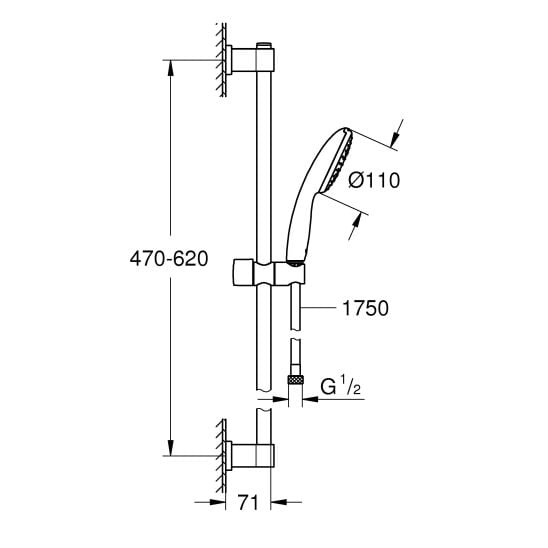 Készlet zuhanycsaptelep Grohe Start 24208002, zuhany készlet Grohe Vitalio Start 27942001