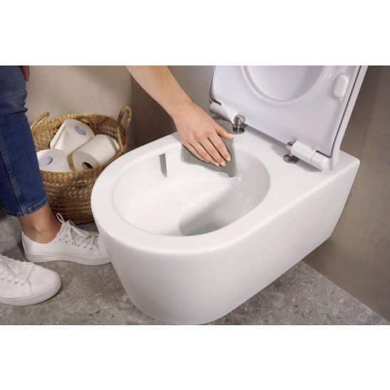 Készlet WC csésze Hansgrohe EluPura S 62024450, WC ülőke Hansgrohe EluPura Original S 60148450